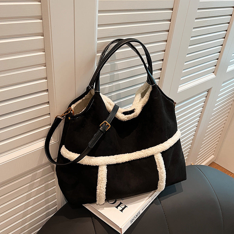 Plush Totes Casual Large-capacity Suede Handbag