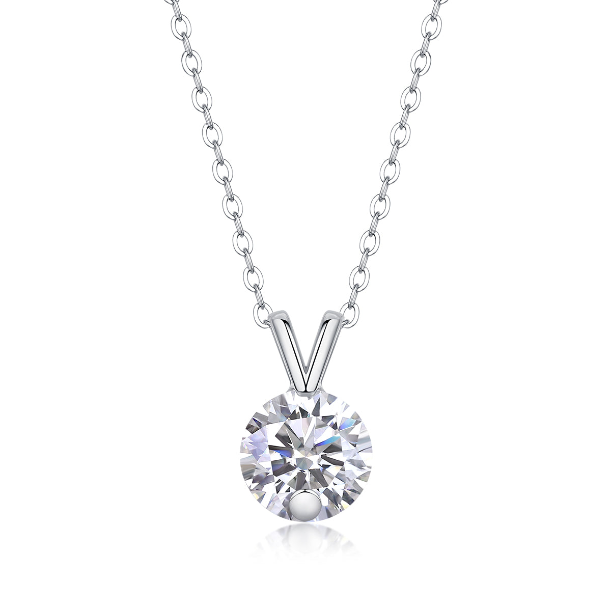 Diamond Sparkle V-Chain — Signature Sterling Silver Pendant Necklace (Luxury Moissanite)