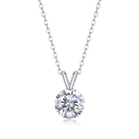 Diamond Sparkle V-Chain — Signature Sterling Silver Pendant Necklace (Luxury Moissanite)