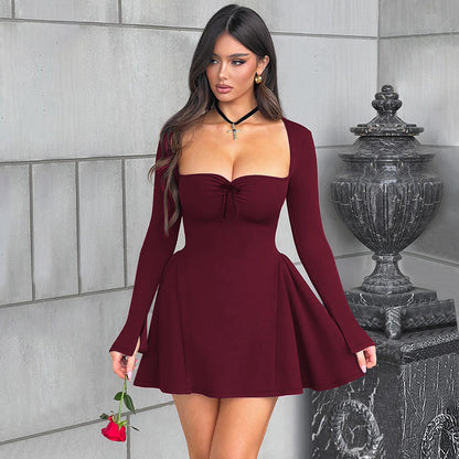 Commute Low-neck Long-sleeved Dress