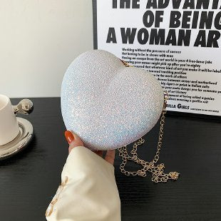 Evening Clutch Bag Shiny Heart Shape