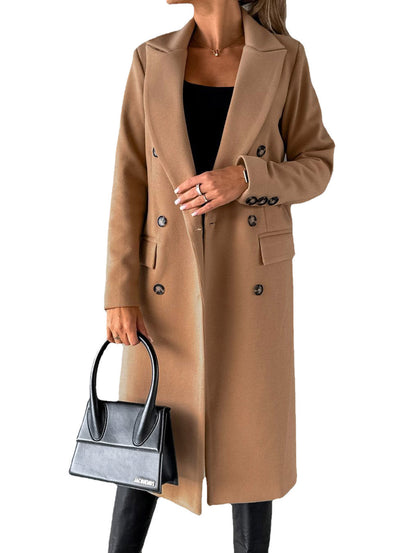 elegant Double-Breasted Lapel Winter Coat