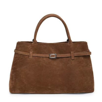 Design Solid Faux Suede Handbag