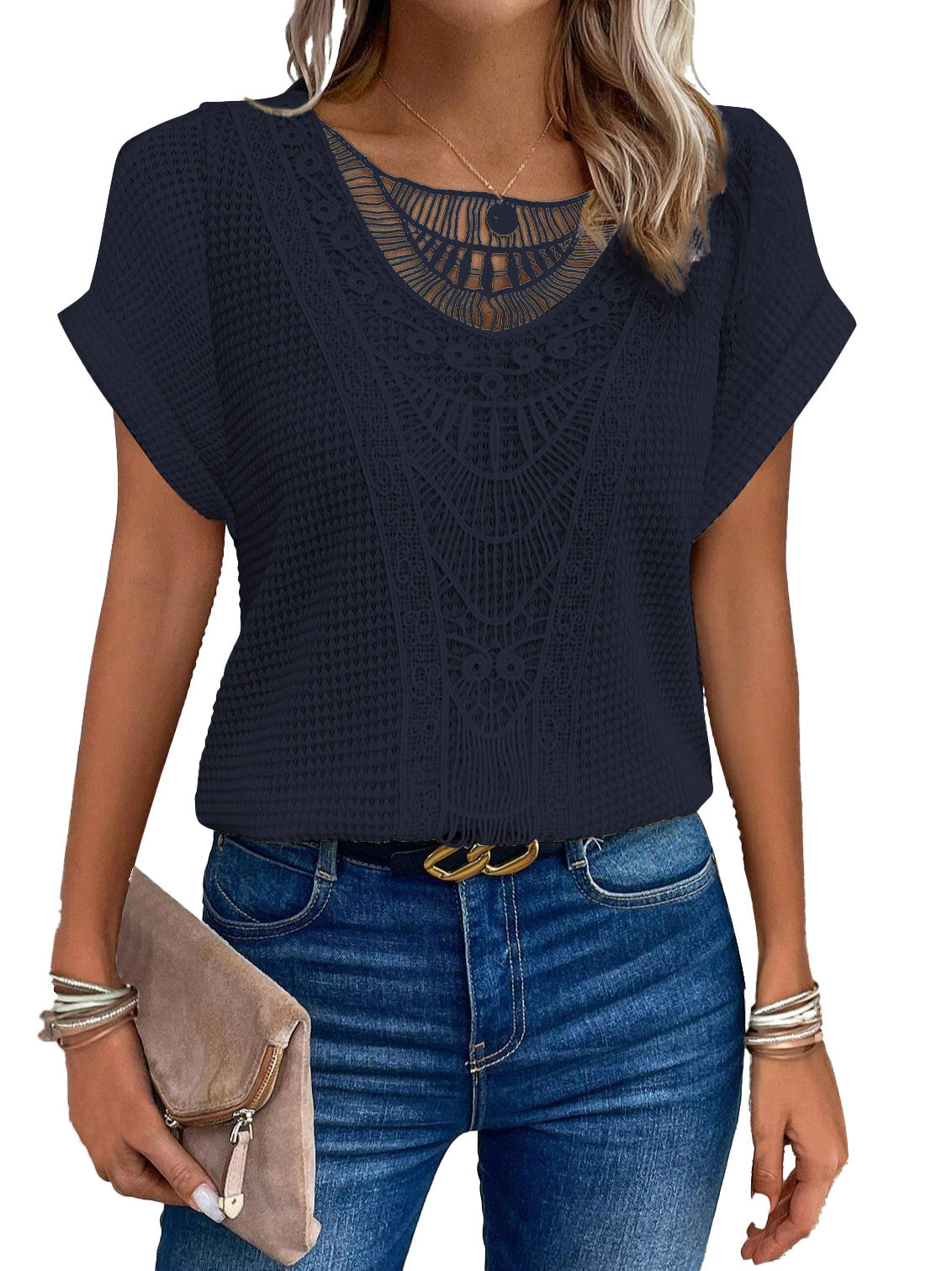 Hollow Out Short-sleeved T-shirt