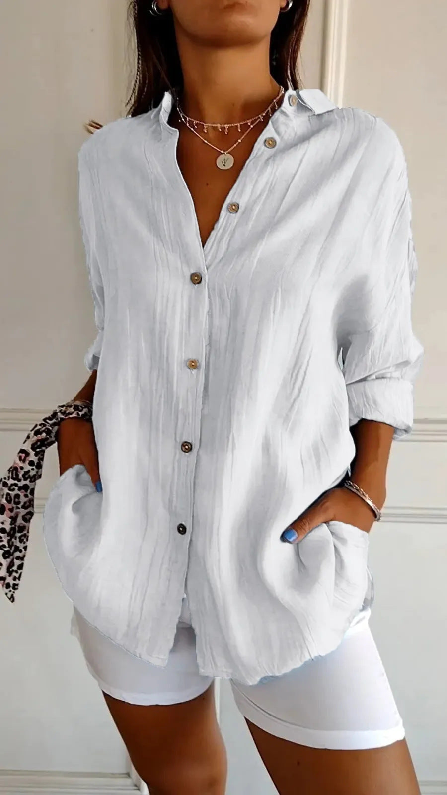 Lapel Long Sleeve Shirt